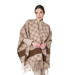 Damenponcho aus Wolle mit Equestro-Monogramm Damen Damenponcho aus Wolle mit Equestro-Monogramm Damen