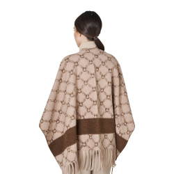 Damenponcho aus Wolle mit Equestro-Monogramm Damen Damenponcho aus Wolle mit Equestro-Monogramm Damen
