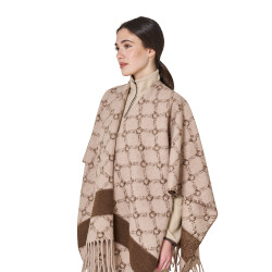 Damenponcho aus Wolle mit Equestro-Monogramm Damen Damenponcho aus Wolle mit Equestro-Monogramm Damen