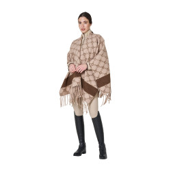 Damenponcho aus Wolle mit Equestro-Monogramm Damen Damenponcho aus Wolle mit Equestro-Monogramm Damen