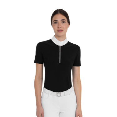 Damen-Kurzarm-Turnierpolo mit Strass Equestro Damen-Kurzarm-Turnierpolo mit Strass Equestro