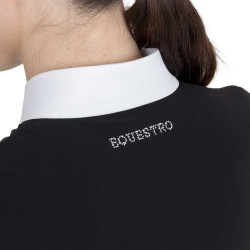 Damen-Kurzarm-Turnierpolo mit Strass Equestro Damen-Kurzarm-Turnierpolo mit Strass Equestro