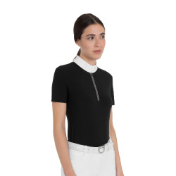 Damen-Kurzarm-Turnierpolo mit Strass Equestro Damen-Kurzarm-Turnierpolo mit Strass Equestro