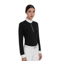 Damen-Wettkampf-Poloshirt mit langen Ärmeln und Strass von Equestro