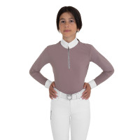 Langarm-Wettkampfpolo für Mädchen mit Strass von Equestro Kinder