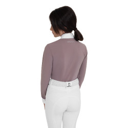 Langarm-Wettkampfpolo für Mädchen mit Strass von Equestro Kinder Langarm-Wettkampfpolo für Mädchen mit Strass von Equestro Kinder