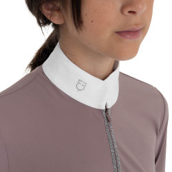 Langarm-Wettkampfpolo für Mädchen mit Strass von Equestro Kinder Langarm-Wettkampfpolo für Mädchen mit Strass von Equestro Kinder