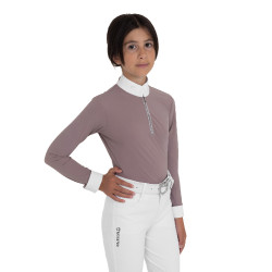 Langarm-Wettkampfpolo für Mädchen mit Strass von Equestro Kinder Langarm-Wettkampfpolo für Mädchen mit Strass von Equestro Kinder
