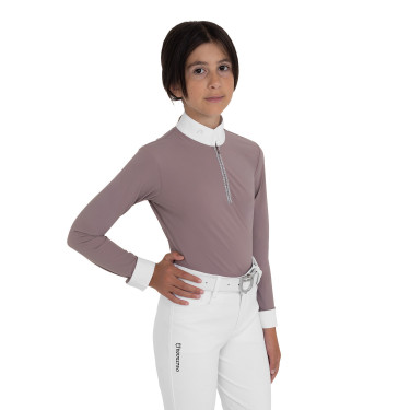 Langarm-Wettkampfpolo für Mädchen mit Strass von Equestro Kinder Langarm-Wettkampfpolo für Mädchen mit Strass von Equestro Kinder