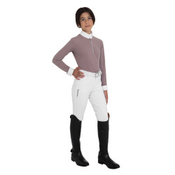 Langarm-Wettkampfpolo für Mädchen mit Strass von Equestro Kinder Langarm-Wettkampfpolo für Mädchen mit Strass von Equestro Kinder