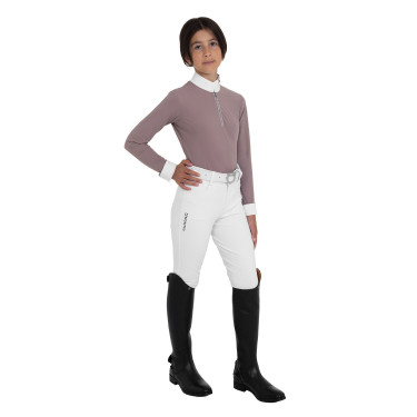 Langarm-Wettkampfpolo für Mädchen mit Strass von Equestro Kinder Langarm-Wettkampfpolo für Mädchen mit Strass von Equestro Kinder