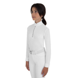 Langarm-Wettkampfpolo für Mädchen mit Strass von Equestro Kinder Langarm-Wettkampfpolo für Mädchen mit Strass von Equestro Kinder