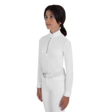 Langarm-Wettkampfpolo für Mädchen mit Strass von Equestro Kinder Langarm-Wettkampfpolo für Mädchen mit Strass von Equestro Kinder