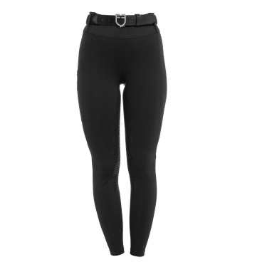 Damen-Leggings mit hoher Taille mit Gürtelschlaufen und Strass Equestro