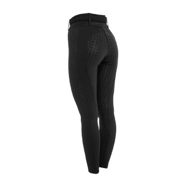 Damen-Leggings mit hoher Taille mit Gürtelschlaufen und Strass Equestro