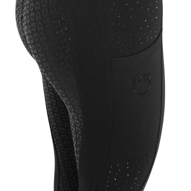 Damen-Leggings mit hoher Taille mit Gürtelschlaufen und Strass Equestro