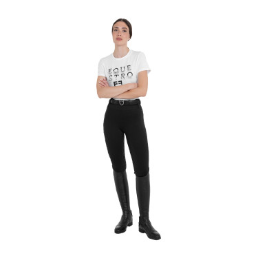 Damen-Leggings mit hoher Taille mit Gürtelschlaufen und Strass Equestro