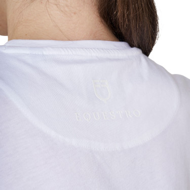 Damen-T-Shirt mit Monogramm-Logo in Samtoptik Equestro