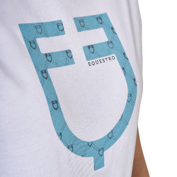Damen-T-Shirt mit Monogramm-Logo in Samtoptik Equestro