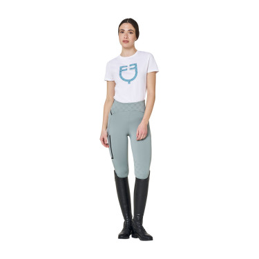 Damen-T-Shirt mit Monogramm-Logo in Samtoptik Equestro