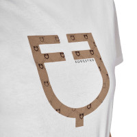 Damen-T-Shirt mit Monogramm-Logo in Samtoptik Equestro