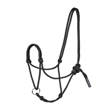 Knotenhalfter Waldhausen mit abnehmbarem Ring Schwarz