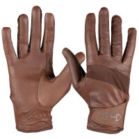Leder- und Mesh-Handschuhe Damen Horze Schwarz