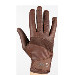 Leder- und Mesh-Handschuhe Damen Horze Braun