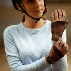 Leder- und Mesh-Handschuhe Damen Horze Braun