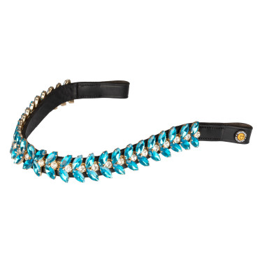Stirnband Blue Jets Crystal aus Leder Equestro