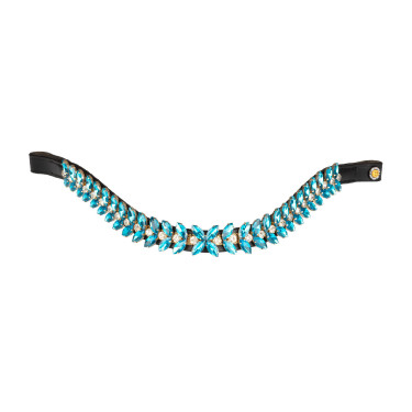 Stirnband Blue Jets Crystal aus Leder Equestro