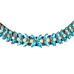 Stirnband Blue Jets Crystal aus Leder Equestro