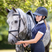 Charles Owen SP8 Plus Mikrofaser-Suede-Helm Marineblau