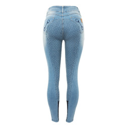 Jean Vollbesatz Silikon High Waist Kaia Damen Horze Blau