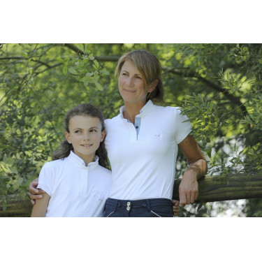 Polo de concours Pénélope Madrid manches courtes Blanc / gris Polo de concours Pénélope Madrid manches courtes Blanc / gris