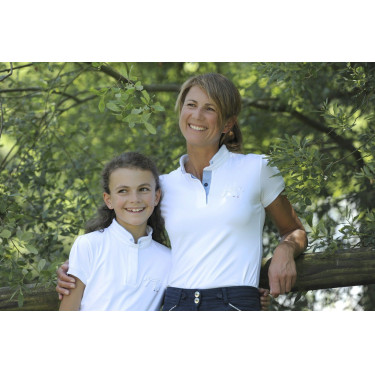 Polo de concours Pénélope Madrid manches courtes Blanc / gris Polo de concours Pénélope Madrid manches courtes Blanc / gris