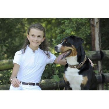 Polo de concours Pénélope Madrid manches courtes Blanc / gris Polo de concours Pénélope Madrid manches courtes Blanc / gris