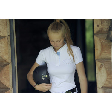 Polo de concours Pénélope Madrid manches courtes Blanc / gris Polo de concours Pénélope Madrid manches courtes Blanc / gris