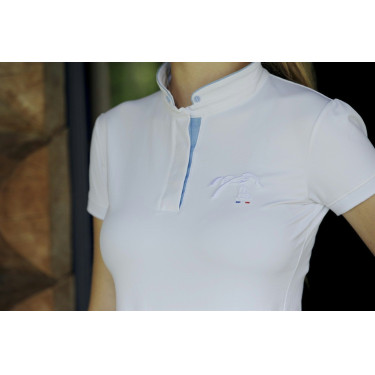 Polo de concours Pénélope Madrid manches courtes Blanc / gris Polo de concours Pénélope Madrid manches courtes Blanc / gris