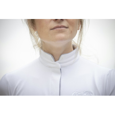 Polo de concours Pénélope Madrid manches courtes Blanc / gris Polo de concours Pénélope Madrid manches courtes Blanc / gris