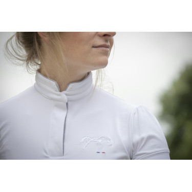 Polo de concours Pénélope Madrid manches courtes Blanc / gris Polo de concours Pénélope Madrid manches courtes Blanc / gris