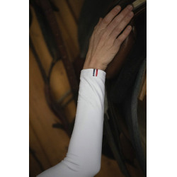 Wettkampf-Poloshirt Pénélope Bruges langärmelig Weiß / Band blau weiß rot Weiß