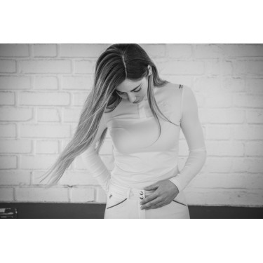 Wettkampf-Poloshirt Pénélope Bruges langärmelig Weiß / Band blau weiß rot Weiß