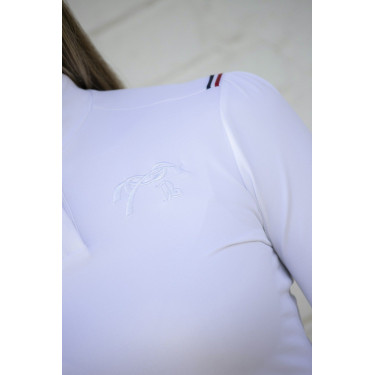 Wettkampf-Poloshirt Pénélope Bruges langärmelig Weiß / Band blau weiß rot Weiß