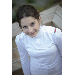 Wettkampf-Poloshirt Pénélope Bruges langärmelig Weiß / Band blau weiß rot Weiß