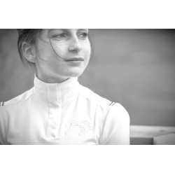 Wettkampf-Poloshirt Pénélope Bruges langärmelig Weiß / Band blau weiß rot Weiß