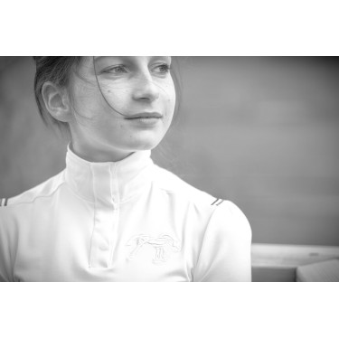 Wettkampf-Poloshirt Pénélope Bruges langärmelig Weiß / Band blau weiß rot Weiß