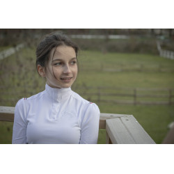 Wettkampf-Poloshirt Pénélope Bruges langärmelig Weiß / Band blau weiß rot Weiß