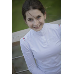 Wettkampf-Poloshirt Pénélope Bruges langärmelig Weiß / Band blau weiß rot Weiß