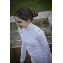 Wettkampf-Poloshirt Pénélope Bruges langärmelig Weiß / Band blau weiß rot Weiß